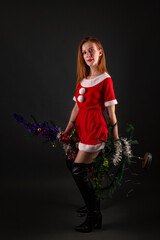 Young woman wearing santa claus costume