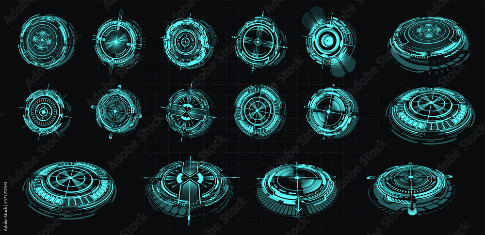 Fototapete futuristic circle elements. hud focus elements. sci-fi circular design. circle sci-fi elements on is
