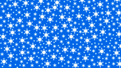 christmas sky, snow crystals in the shape of a star or crystal, white with evening blue background.