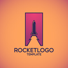 Rocket logo template with retro style