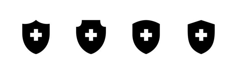 Fototapeta premium Health insurance icons set. Insurance health document sign and symbol