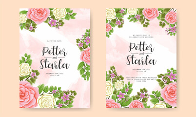 wedding invitation card set with beautiful roses