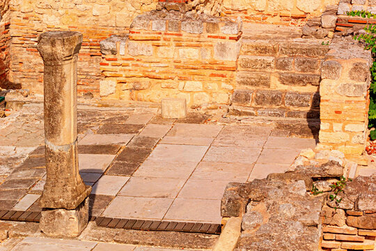 View of remains thermae of ancient Roman Odessos, in the city of Varna, on the Black Sea coast of Bulgaria