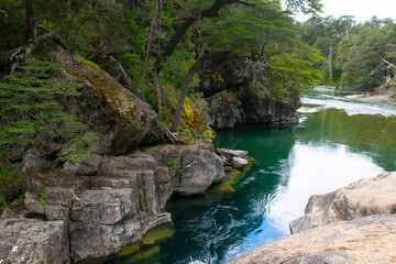 Fototapeta na wymiar A blue river in the Patagonia Argentina
