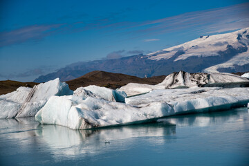 Fototapeta na wymiar Icebergs in the Jokulsarlon Lagoon, Southern Iceland in summer season