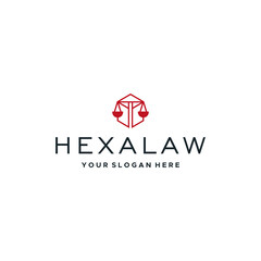 Minimalist design HEXA LAW justice logo design