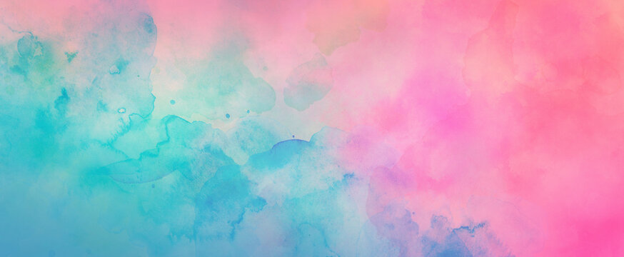 Watercolor background in blue and pink colors, colorful painted background texture in abstract painted illustration