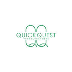Minimalist design QUICK QUEST green logo design