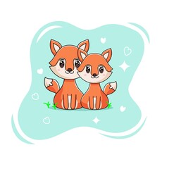 cute and romantic fox couple