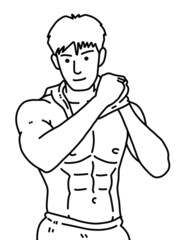 black and white of cute man cartoon for coloring