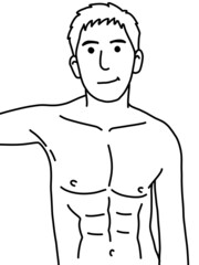 Fototapeta premium black and white of cute man cartoon for coloring