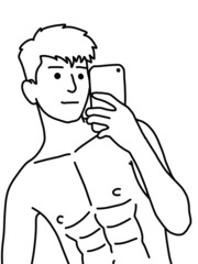 black and white of cute man cartoon for coloring