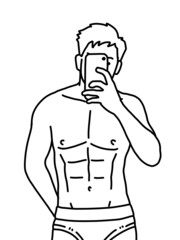 black and white of cute man cartoon for coloring