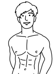 Fototapeta premium black and white of cute man cartoon for coloring