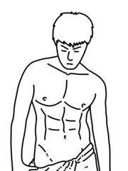 Fototapeta premium black and white of cute man cartoon for coloring