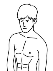 Fototapeta premium black and white of cute man cartoon for coloring