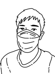 black and white of cute man cartoon for coloring