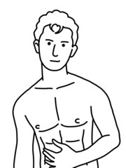 black and white of cute man cartoon for coloring