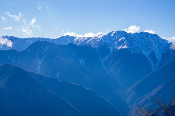 南アルプス　赤石山脈　厳冬期　鳳凰三山からの眺望