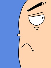 cute face man cartoon on blue background