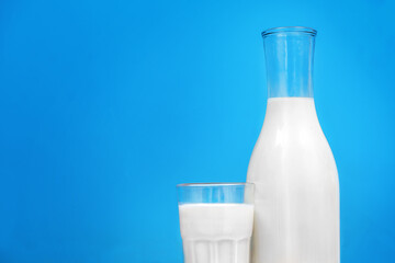 Fresh milk on the blue background