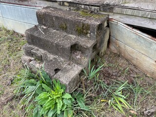 Old creepy scary abandoned building concrete steps