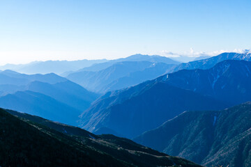 山岳写真　赤石山脈　鳳凰三山からの遠望　冬