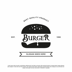 Vintage burger logo design vector