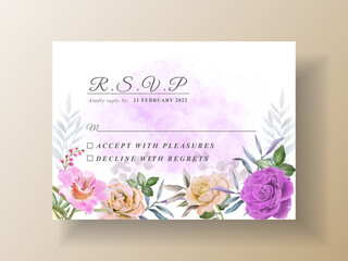 Soft yellow and purple flowers wedding invitation card