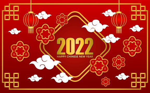 Chinese new year 2022 greeting background design in red color. designs for banners and covers. chinese ornament design