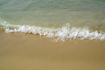 Nature landscape view of beautiful waves at tropical beach and sea in sunny day. Beach sea space area
Formats