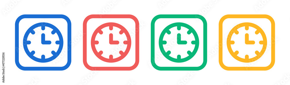 Poster Horizontal set of analog clock icon.