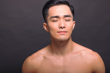 closeup asian handsome young man face