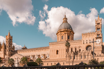 Fototapeta na wymiar Palermo Cathedral is the cathedral church of the Roman Catholic Archdiocese of Palermo, located in Palermo, Sicily, Italy. The church was erected in 1185 by Walter Ophamil. 