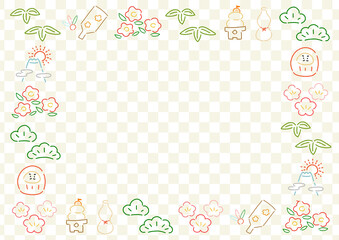 イラスト背景素材：シンプルなお正月・和のフレーム