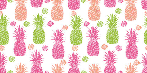 Vector pattern with hand drawn illustration of pineapple. Great for fabric, packaging, wallpaper, invitations. Vector background.
