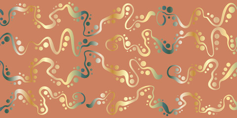 Horizontal orange background with curving lines and circles. Abstract vector backdrop with gradient. For banners, posters, wallpapers, etc.