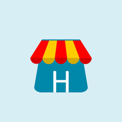 initial letter h on shopping bag. Abstract shopping logo. Online shop logo. Vector logo template