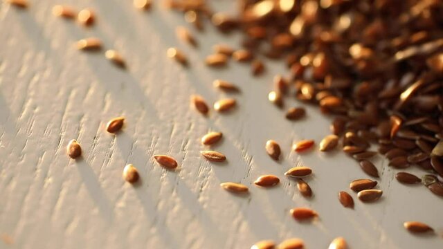 flax seeds fall on the table