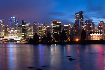Fototapeta premium Vancouver night light views with reflection during winter picture took on Oct 2016.