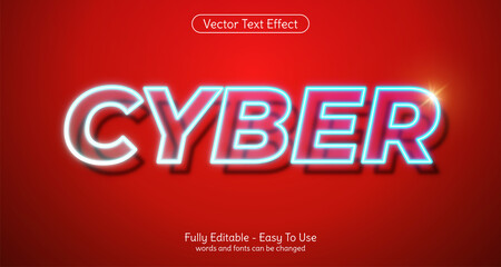 Creative 3d text Cyber neon light editable style effect template