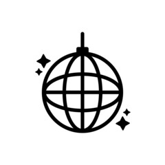 Christmas ball icon. Globe sign. Outline symbol. Holiday decor. Happy time. Flat style. Vector illustration. Stock image.