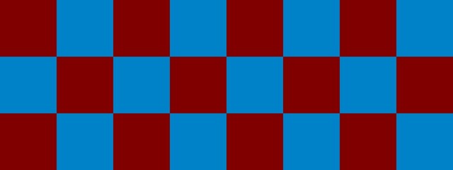 Checkerboard banner. Blue and Maroon colors of checkerboard. Big squares, big cells. Chessboard, checkerboard texture. Squares pattern. Background.