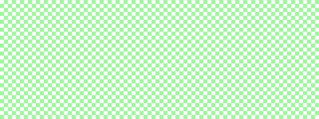 Checkerboard banner. Pale Green and White colors of checkerboard. Small squares, small cells. Chessboard, checkerboard texture. Squares pattern. Background.