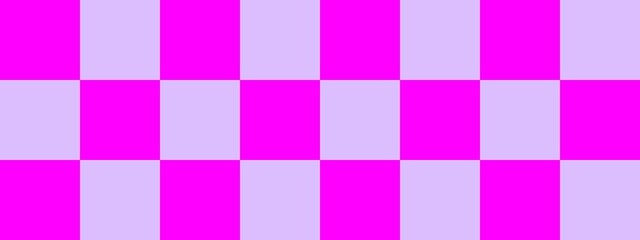 Checkerboard banner. Lavender and Magenta colors of checkerboard. Big squares, big cells. Chessboard, checkerboard texture. Squares pattern. Background.