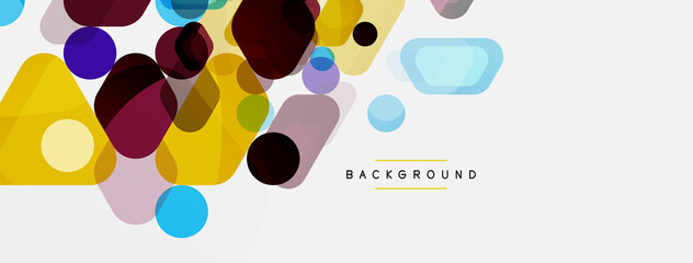 Color bubbles and rounded geometric shapes on white. Vector geometric minimal abstract background for wallpaper, banner, background, landing page