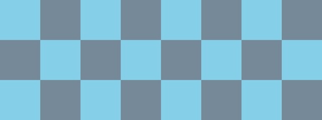 Checkerboard banner. Light Slate Grey and Sky blue colors of checkerboard. Big squares, big cells. Chessboard, checkerboard texture. Squares pattern. Background.