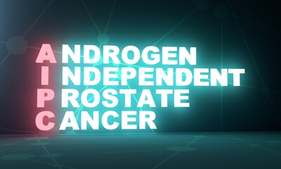 AIPC- Androgen Independent Prostate Cancer acronym. Neon shine text