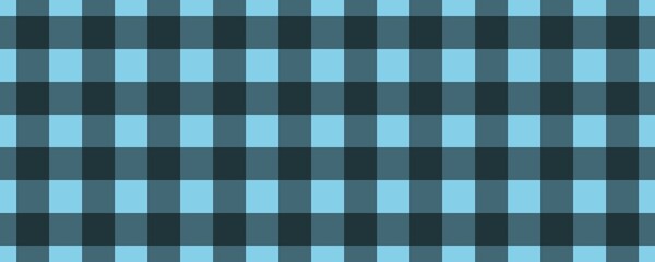 Banner, plaid pattern. Sky blue on Black color. Tablecloth pattern. Texture. Seamless classic pattern background.