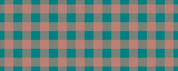 Banner, plaid pattern. Teal on Salmon color. Tablecloth pattern. Texture. Seamless classic pattern background.